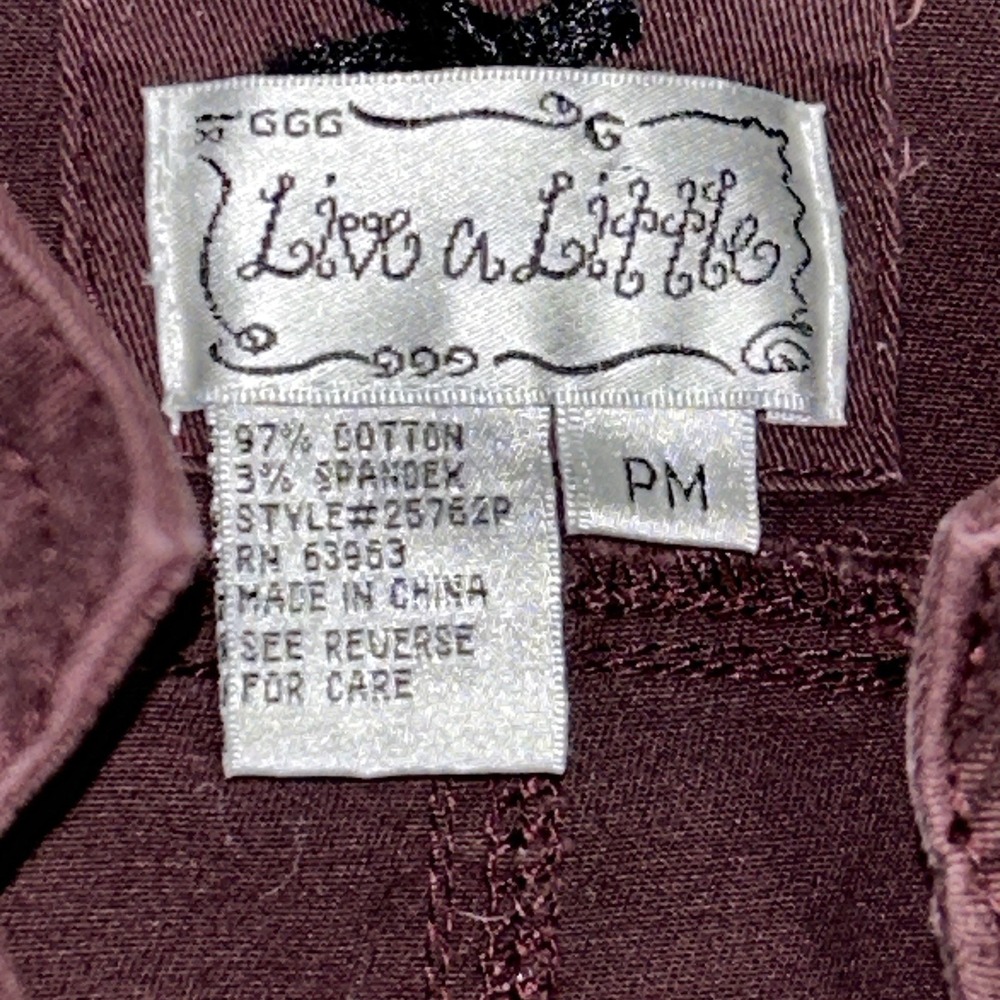 Live A Little LAL Woman's Utility Jacket Medium Petite Button Cotton Wine Color - Picture 14 of 15